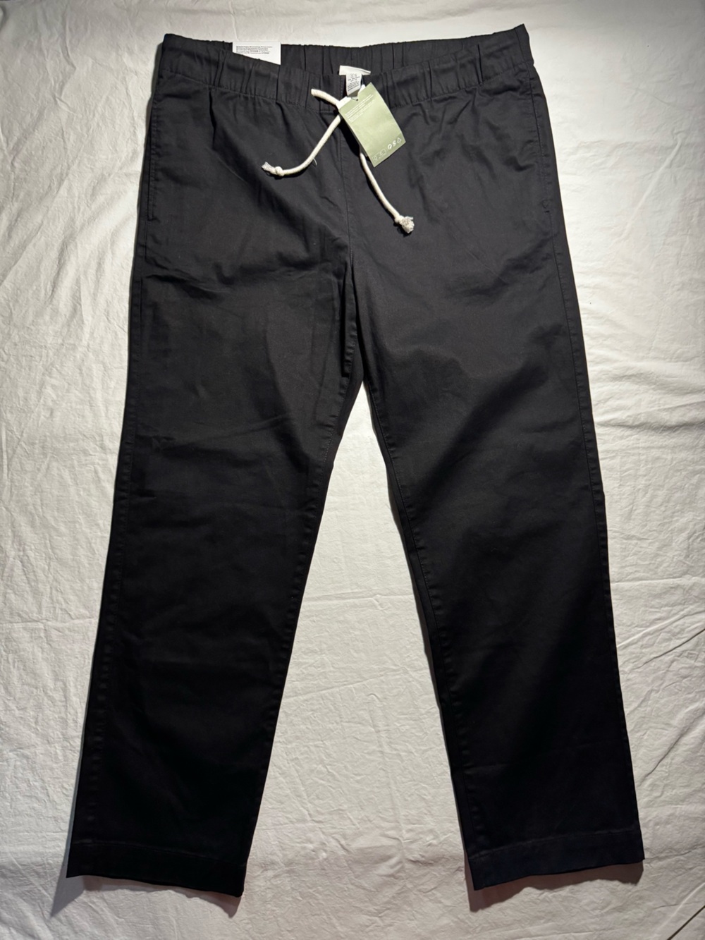 H&M Men's Black Regular Fit Cotton Twill Pull-on Pants Size XL NWT